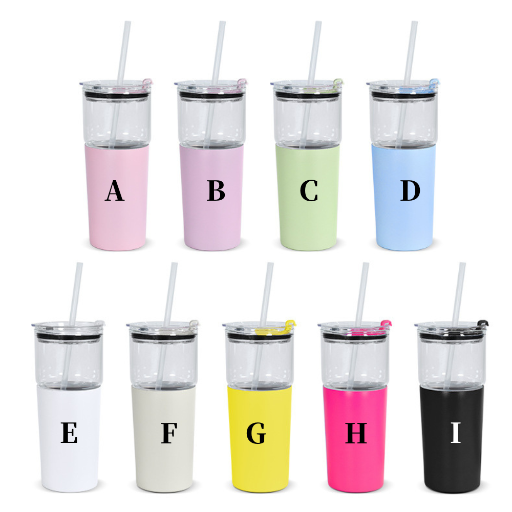 2 in one Split Cups 25oz Glass Cups and 15oz Stainless Steel Tumblers Set 20Pack China Warehouse