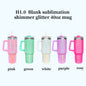 H1.0 40oz Shimmer Glitter White Sublimation Tumblers with Handle 25Pack China Warehouse