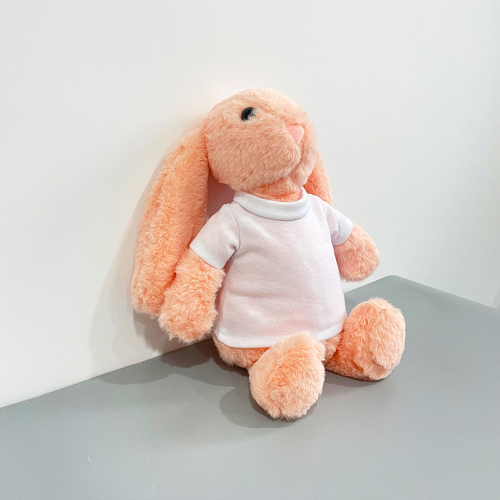 25Pack USA Warehouse 15*33CM Easter Bunny Rabbit Plush Dolls With White Blank Sublimation Shirts