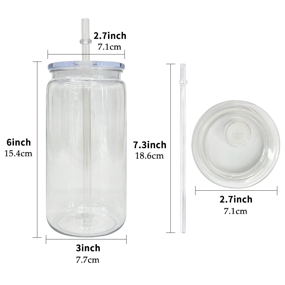 50 Pack BPA Free 16oz Plastic Can With Clear and Wooden Lids Suitable for UV DTF Wraps Kids Acrylic Plastic Cups (Same as glass can shape)