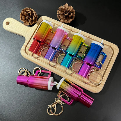 50 Pack Mini Stanley Tumbler Cup Shape Keychain Lip Balm Keychain Handbag Charm Key Ring