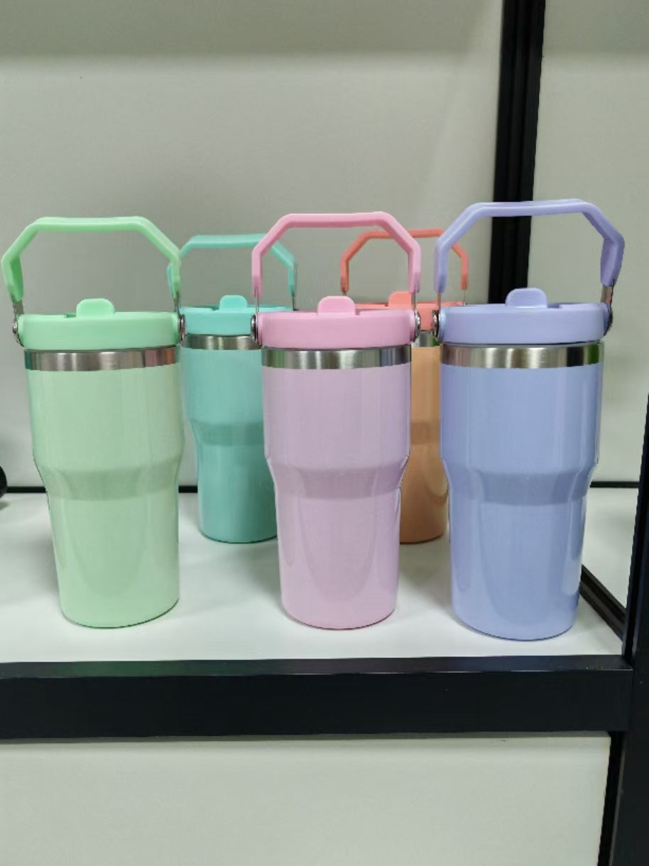 25 Pack USA Warehouse 20oz Glossy Macaron Color Blank Sublimation Flip Straw Tumblers for Heat Press Sublimatio