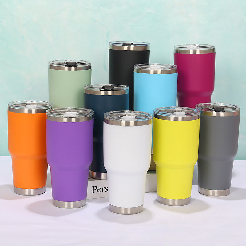 25 Pack China Warehouse 30oz Power Coated Car Tumblers for Laser Engraving with Leak Proof Sliding Lids