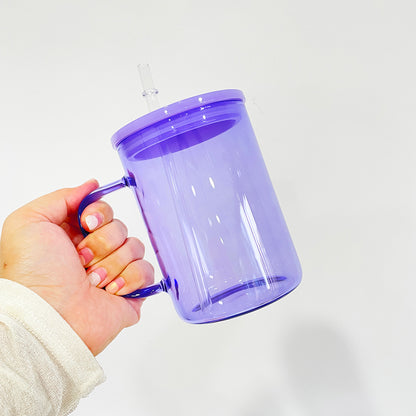 25Pack USAWarehouse 17oz Jelly Color Sublimation Glass Mugs with Colorful Lids and Clear Plastic Straw for UV DTF Wraps and Sublimation