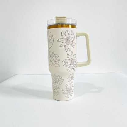 20Pack China Warehouse H1.0 40oz Gold Plated Quencher Tumblers for Sunflower Laser Engraved