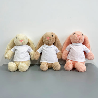 25Pack USA Warehouse 15*33CM Easter Bunny Rabbit Plush Dolls With White Blank Sublimation Shirts