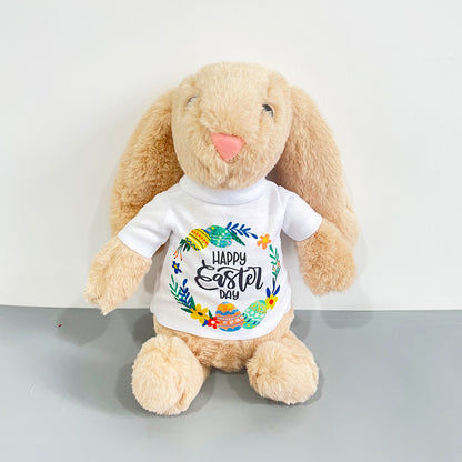 25Pack USA Warehouse 15*33CM Easter Bunny Rabbit Plush Dolls With White Blank Sublimation Shirts