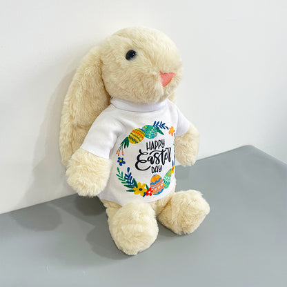 25Pack USA Warehouse 15*33CM Easter Bunny Rabbit Plush Dolls With White Blank Sublimation Shirts