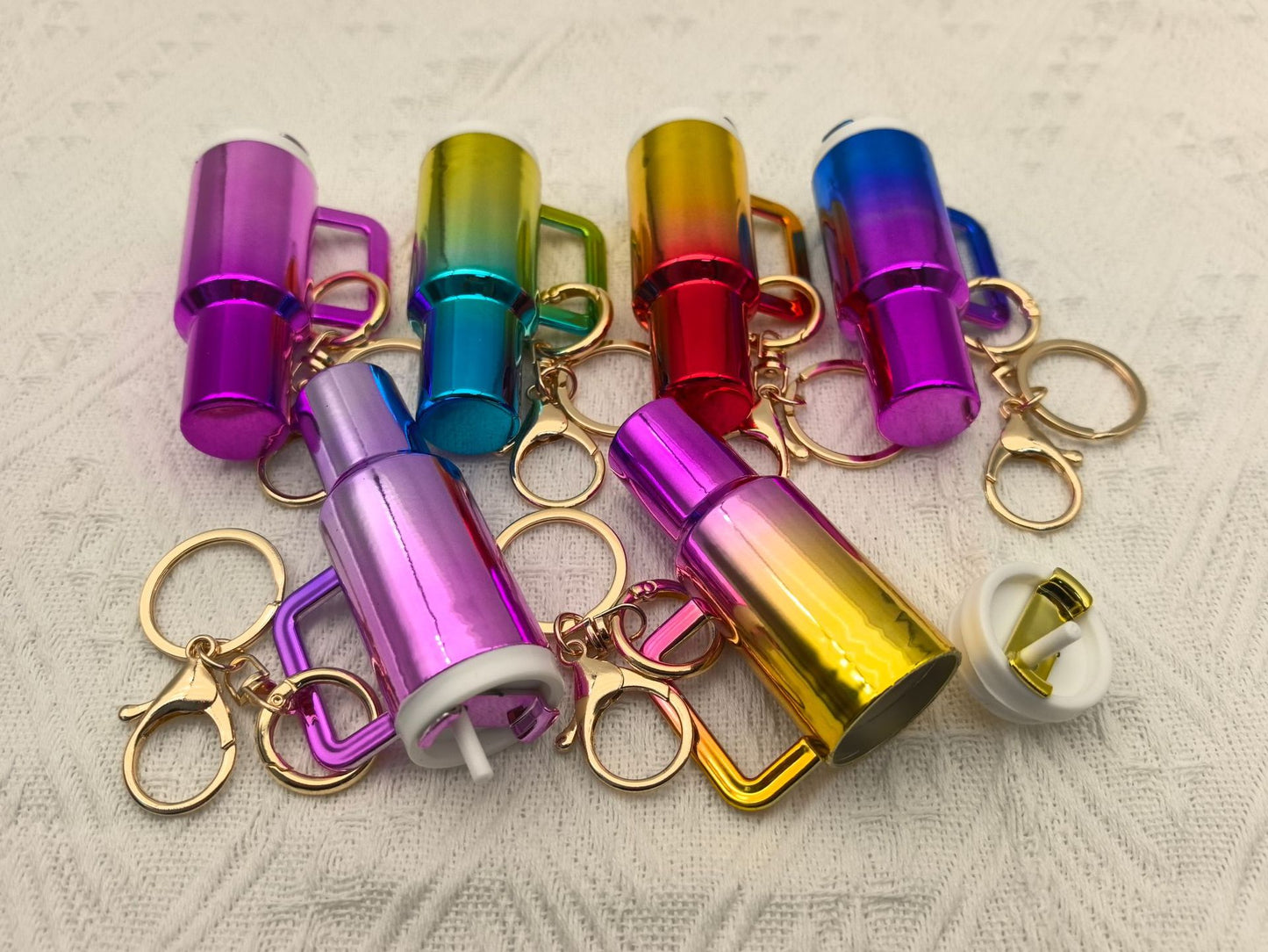 50 Pack Mini Stanley Tumbler Cup Shape Keychain Lip Balm Keychain Handbag Charm Key Ring