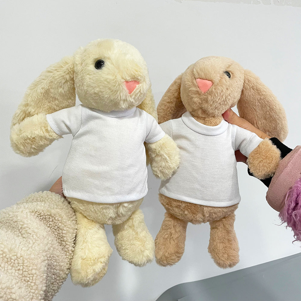 25Pack USA Warehouse 15*33CM Easter Bunny Rabbit Plush Dolls With White Blank Sublimation Shirts