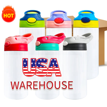 25Pack USA Warehouse 12oz Blank Sublimation Straight Tumblers for Kids Double Wall Stianless Steel Water Bottles for Heat Press Machine