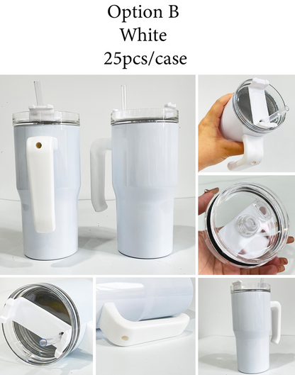 25Pack China Warehouse 20oz Kids Macaron&White Color Blank Sublimation Tumblers with Removeable Plastic Handle