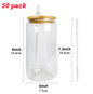 25Pack 50Pack 16oz Clear Frosted Blank Sublimation Glass Can with Bamboo Lids Also Work for UV DTF Wraps