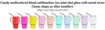 100Pack China Warehouse 3oz Mini Cute Small Stainless Steel Shot Tumblers with Handle for Blank Sublimation Small Cups for Party