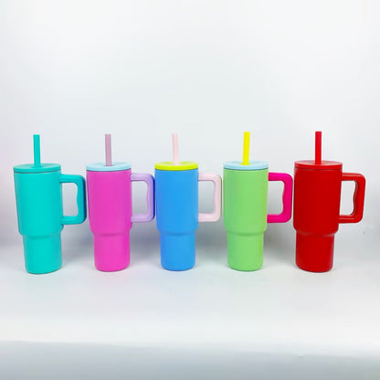 25 Pack China Warehouse 24oz Simple Modern Style Powder Coating Tumblers with Handle for Laser Engraving