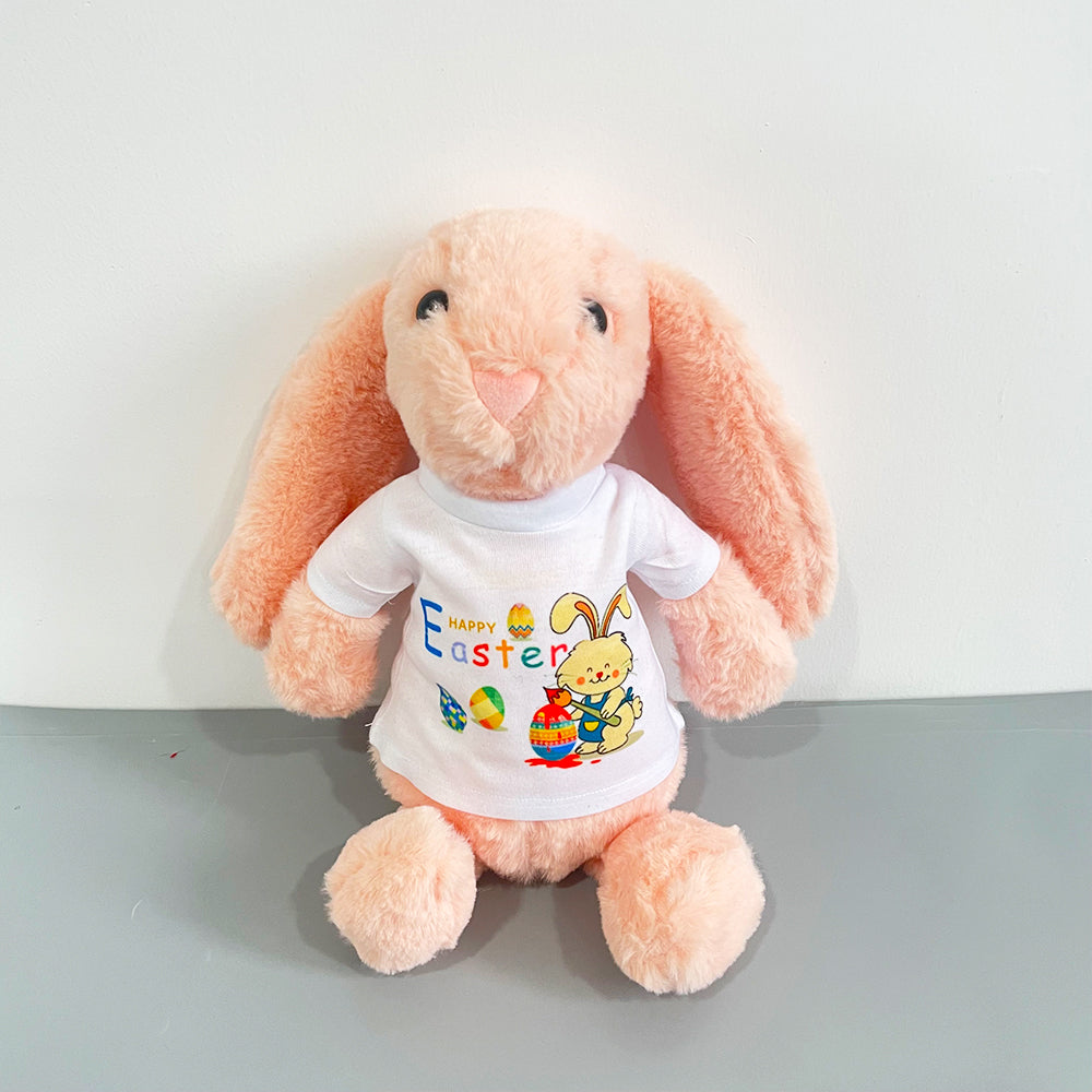 25Pack USA Warehouse 15*33CM Easter Bunny Rabbit Plush Dolls With White Blank Sublimation Shirts