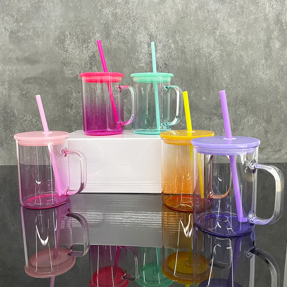 25 Pack China Warehouse 17oz Ombre Jelly Color Glass Mugs for Sublimation and UV DTF Wraps