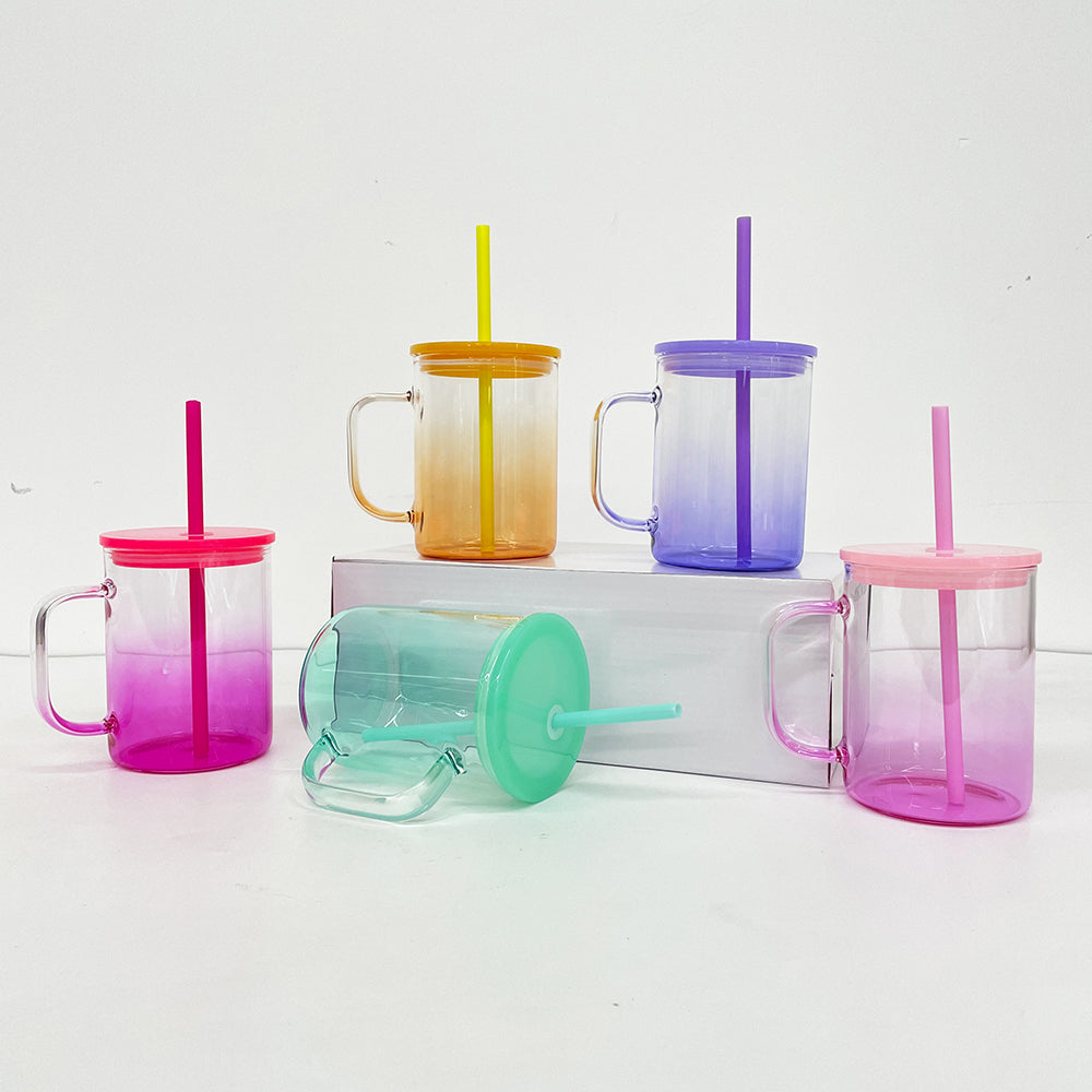 25 Pack China Warehouse 17oz Ombre Jelly Color Glass Mugs for Sublimation and UV DTF Wraps