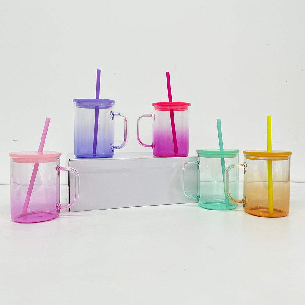 25 Pack China Warehouse 17oz Ombre Jelly Color Glass Mugs for Sublimation and UV DTF Wraps