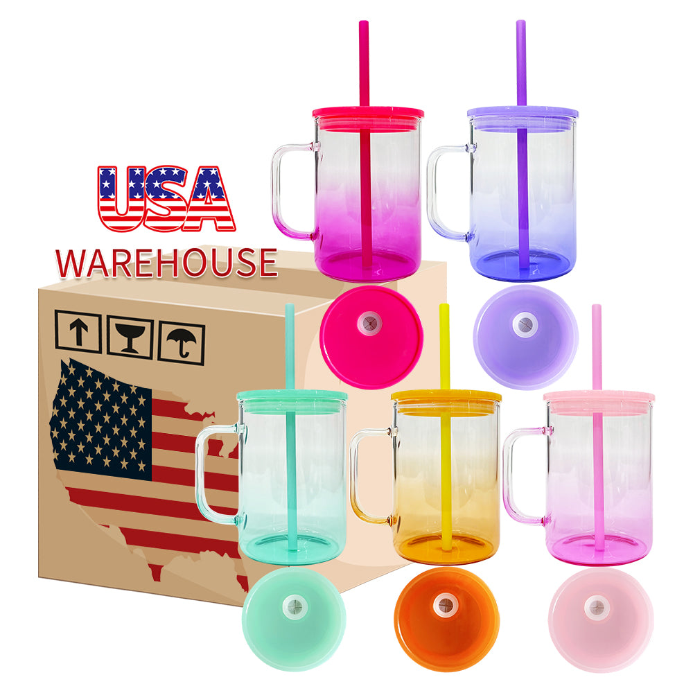 25 Pack China Warehouse 17oz Ombre Jelly Color Glass Mugs for Sublimation and UV DTF Wraps