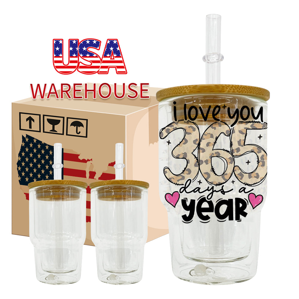 50Pack USA Warehouse 3oz Mini Snow Globe Shot Glass Can with Wooden Lids for Blank Sublimation