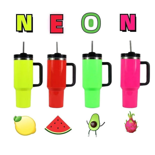 16 Pack USA Warehouse 40oz Neon Colors Blank Sublimation Silver Underneath Quencher Tumblers for DIY Heat Press or Laser Engraving