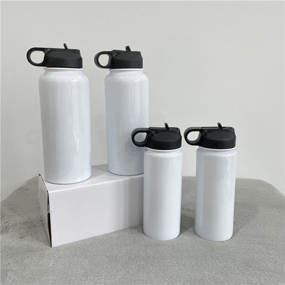 25Pack USA Warehouse 12oz 18oz 22oz 32oz Blank Sublimation Tumblers with Black Lids Stainless Steel Water Bottles for Heat Press