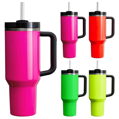 16 Pack USA Warehouse 40oz Neon Colors Blank Sublimation Silver Underneath Quencher Tumblers for DIY Heat Press or Laser Engraving