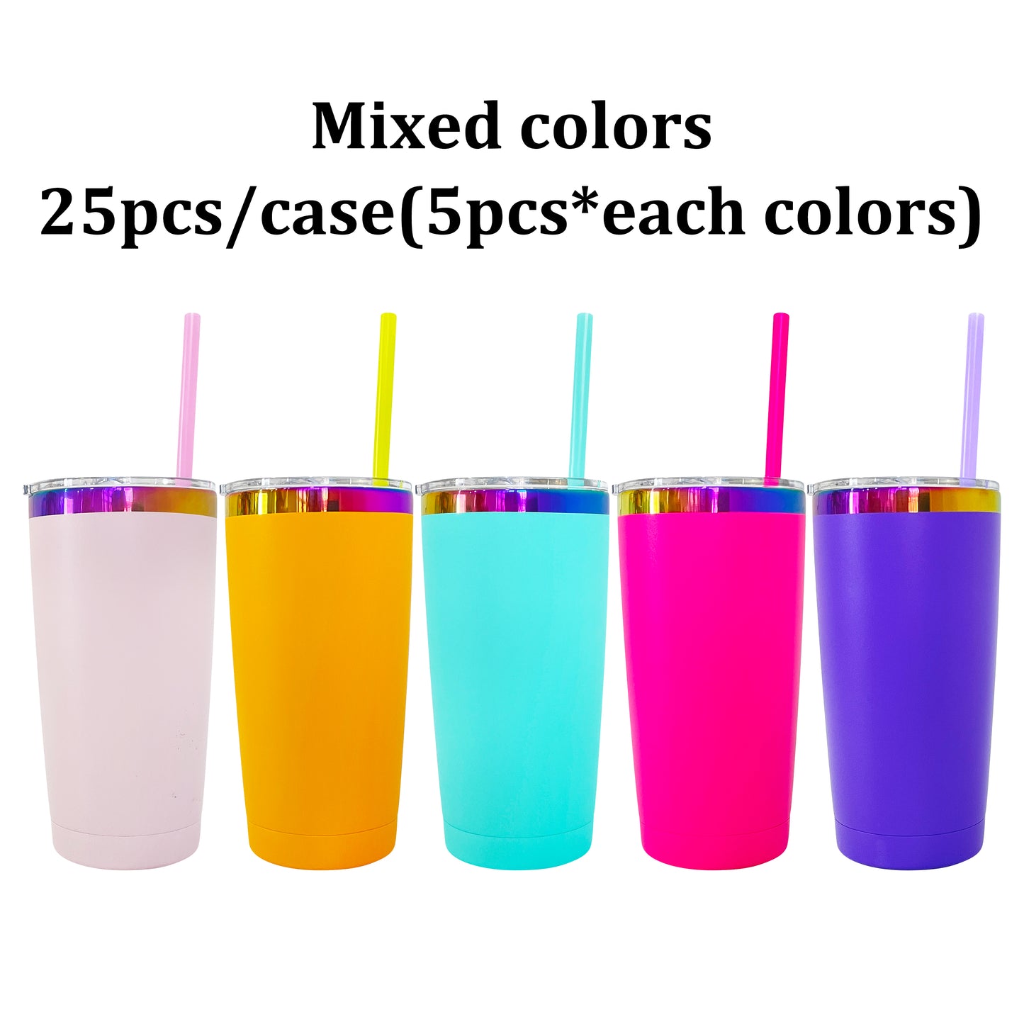 25Pack China Warehouse Yeti Style 20oz Power Coated Car Tumblers for Laser Engraving Double Wall Stainless Steel Cups