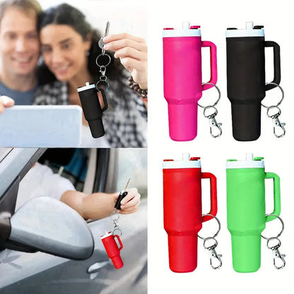 50 Pack Mini Stanley Tumbler Cup Shape Keychain Lip Balm Keychain Handbag Charm Key Ring