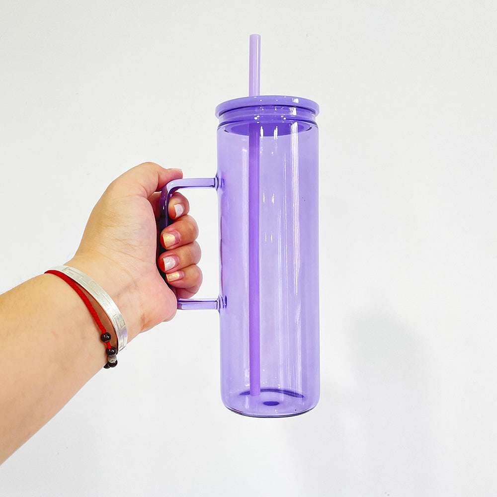 25Pack USA Warehouse 20oz Jelly Color Sublimation Glass Mugs with Handle Also for UV DTF Wraps