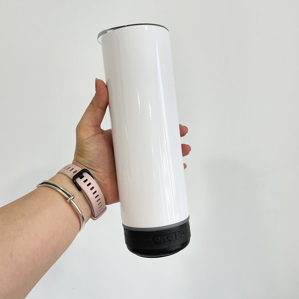 25 Pack China Warehouse 20oz White Blank Sublimation Straight Music Player Bluetooth Speaker Tumblers for Heat Press Machine