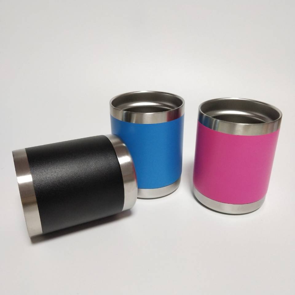 50 Pack 10oz Lowball Stianless Steel Double Wall Power Coated Tumblers with Leaking proof Lids for Laser Engraving