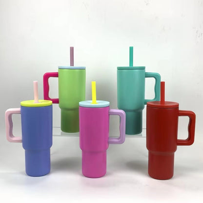 25 Pack China Warehouse 24oz Simple Modern Style Powder Coating Tumblers with Handle for Laser Engraving