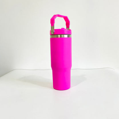 25Pack 30oz Matt Color Flip Straw Tumblers for Sublimation Double Wall Metal Water Bottles also Work for UV DTF Wraps