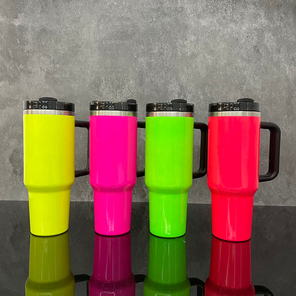 16 Pack USA Warehouse 40oz Neon Colors Blank Sublimation Silver Underneath Quencher Tumblers for DIY Heat Press or Laser Engraving