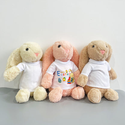 25Pack USA Warehouse 15*33CM Easter Bunny Rabbit Plush Dolls With White Blank Sublimation Shirts