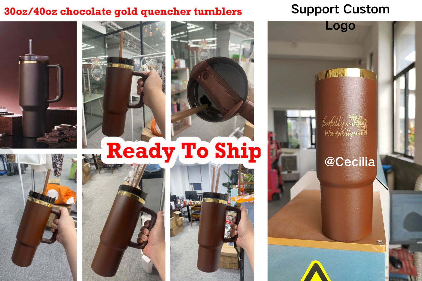 20 Pack 40oz Gold Plated Chocolate Color Quencher Tumblers for Laser Engraving H2.0 Style Double Wall Travel Mugs