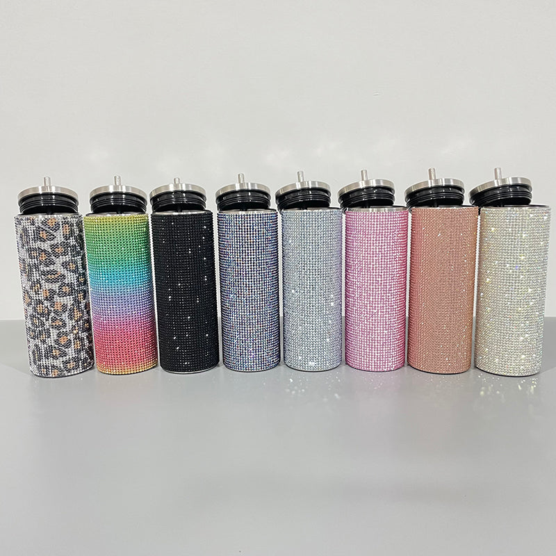 25Pack China Warehouse 20oz Bling Tumblers with Metal Lids Luxury Style Water Travel Cups for Women