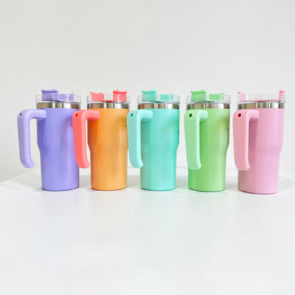 25Pack China Warehouse 20oz Kids Macaron&White Color Blank Sublimation Tumblers with Removeable Plastic Handle