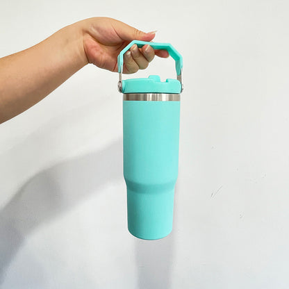 25Pack 30oz Matt Color Flip Straw Tumblers for Sublimation Double Wall Metal Water Bottles also Work for UV DTF Wraps