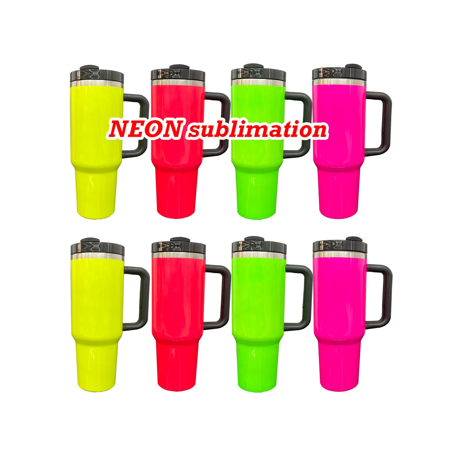 16 Pack USA Warehouse 40oz Neon Colors Blank Sublimation Silver Underneath Quencher Tumblers for DIY Heat Press or Laser Engraving