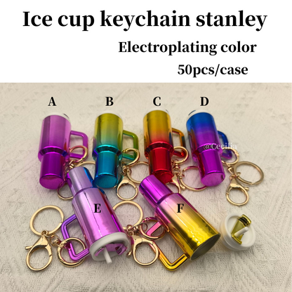 50 Pack Mini Stanley Tumbler Cup Shape Keychain Lip Balm Keychain Handbag Charm Key Ring