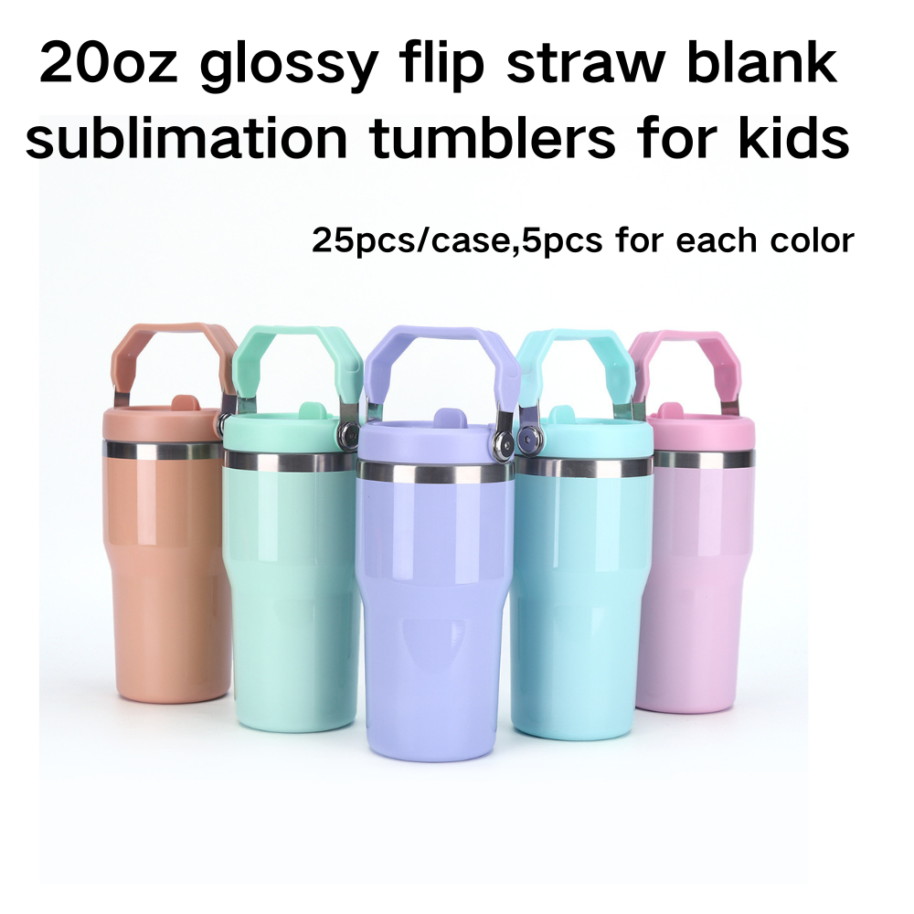 25 Pack China Warehouse 20oz GlossyMacaron Color Blank Sublimation Flip Straw Tumblers for Heat Press Sublimation