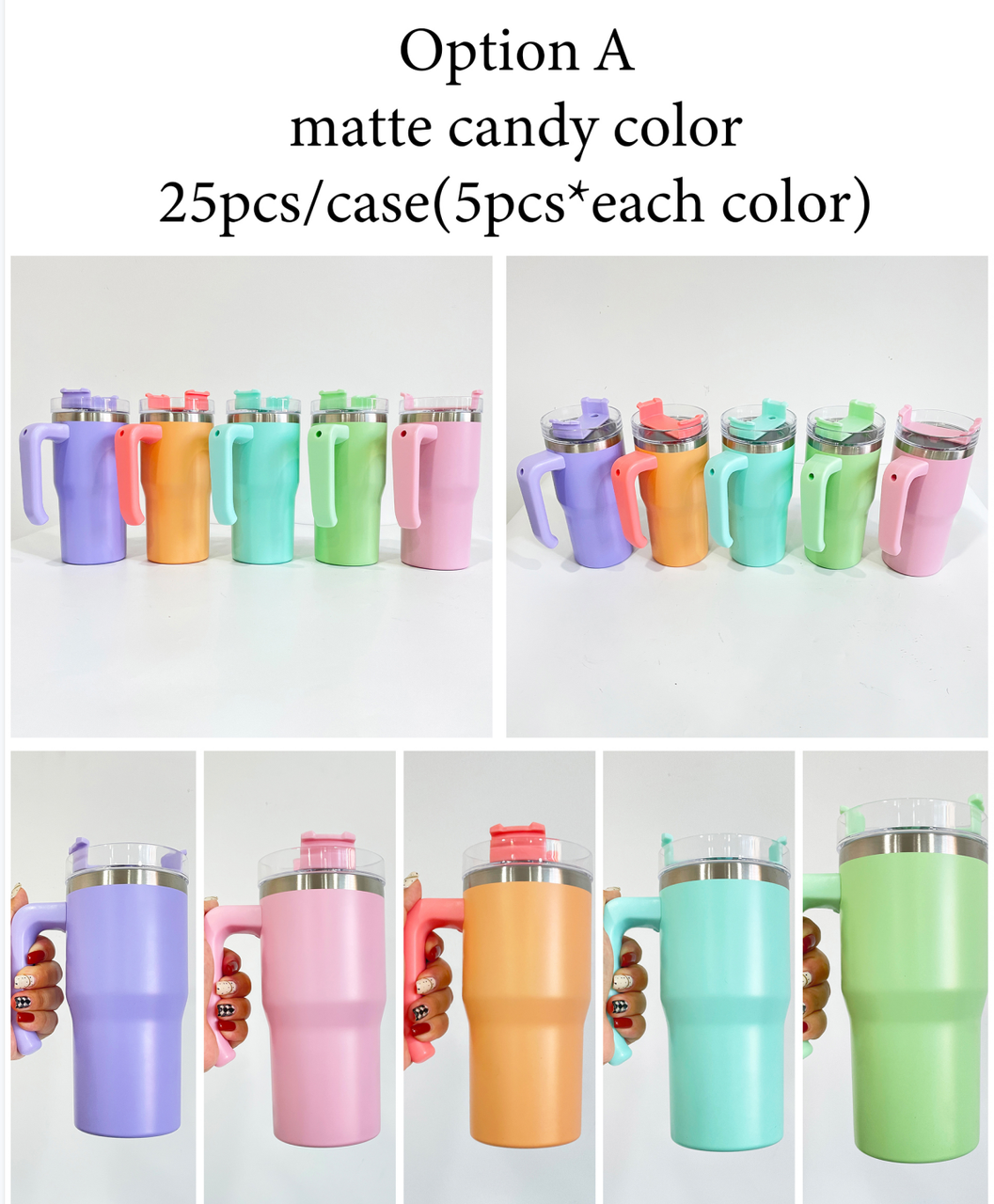 25Pack China Warehouse 20oz Kids Macaron&White Color Blank Sublimation Tumblers with Removeable Plastic Handle