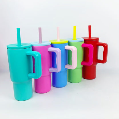 25 Pack China Warehouse 24oz Simple Modern Style Powder Coating Tumblers with Handle for Laser Engraving