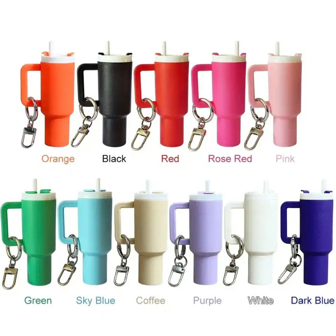 50 Pack Mini Stanley Tumbler Cup Shape Keychain Lip Balm Keychain Handbag Charm Key Ring