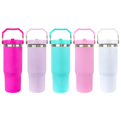 25Pack 30oz Matt Color Flip Straw Tumblers for Sublimation Double Wall Metal Water Bottles also Work for UV DTF Wraps