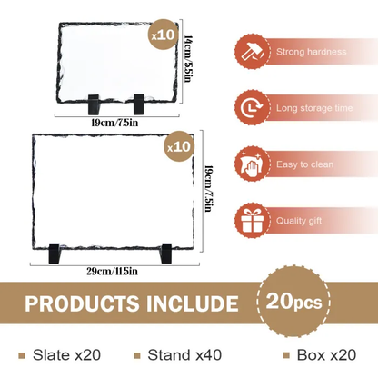 6*8 inch Blank Sublimation Rock Slate Photo Slates Square Heart Rectangle Shape 20pack USA Warehouse