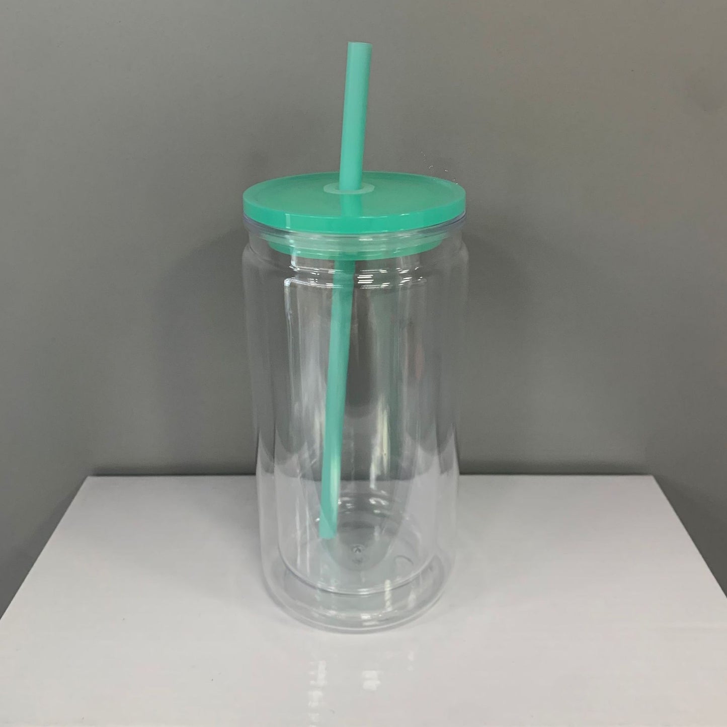 Inner 12oz Outer 16oz Snow Globe Acrylic Plastic Can Double Wall Cups WIth Plug and Pre-Drilled Hole 25Pack USA Warehouse